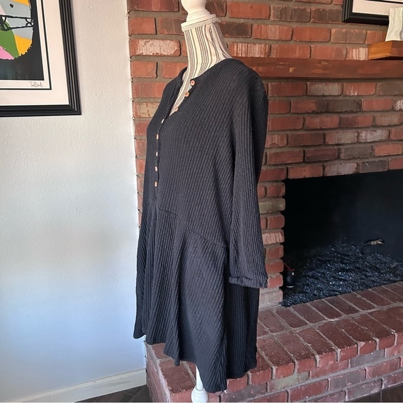 Free People Beach Blossom Button Up Ribbed Mini Dress in Black Sz S - Picture 4 of 7